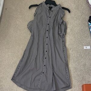 Worthington Black and White Striped Midi Dress